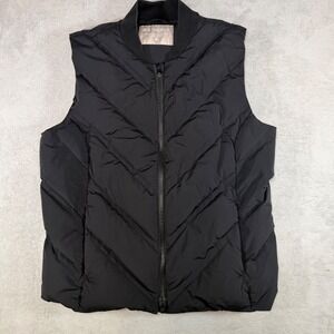 Athleta Black Chevron Quilted Puffer Vest Full Zip Sleeveless Jacket Medium